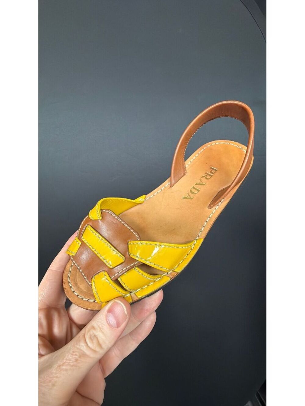 Prada Yellow & Brown Sandals Size 38